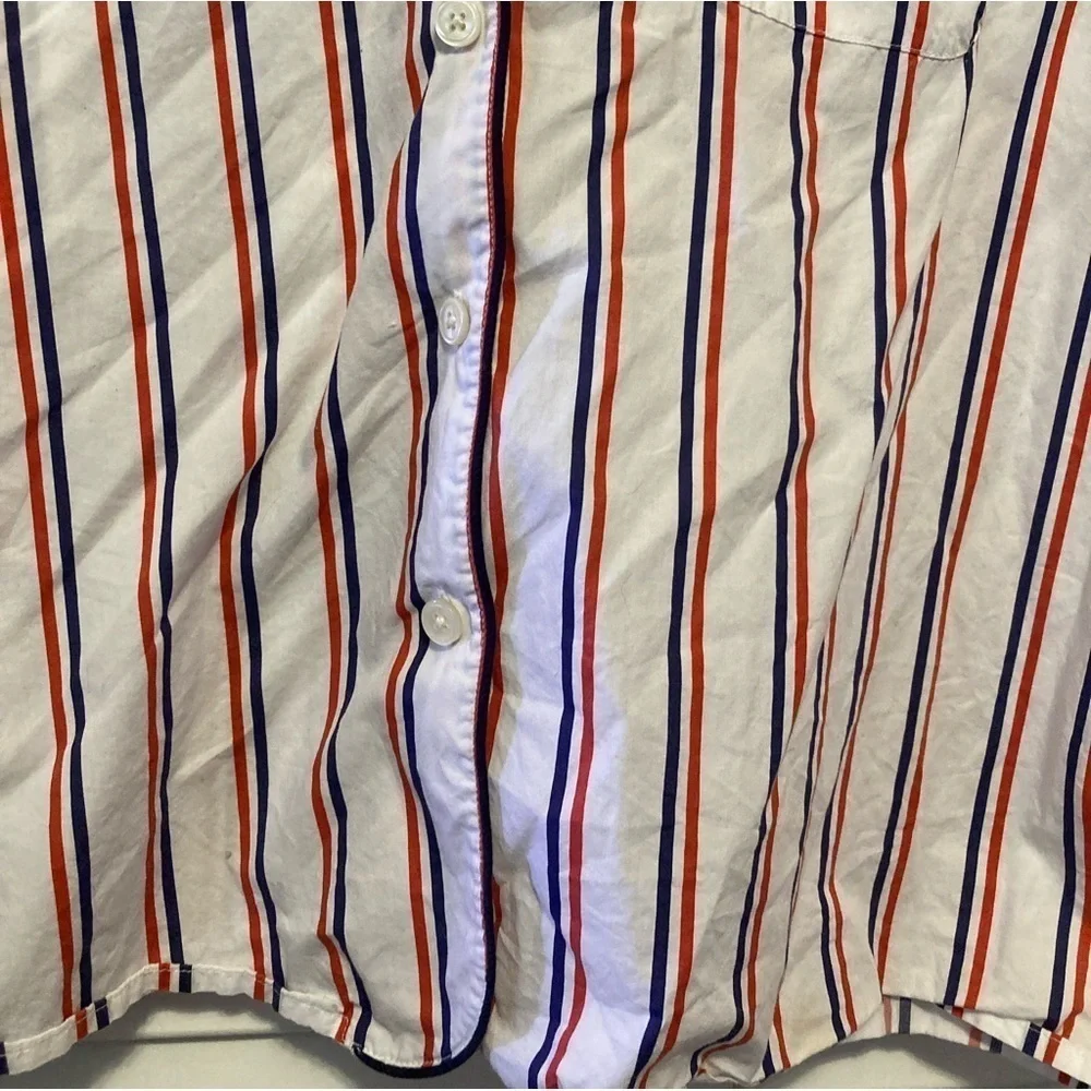J. Crew Blue And White Striped Pajama Button Down Shirt Size XXL